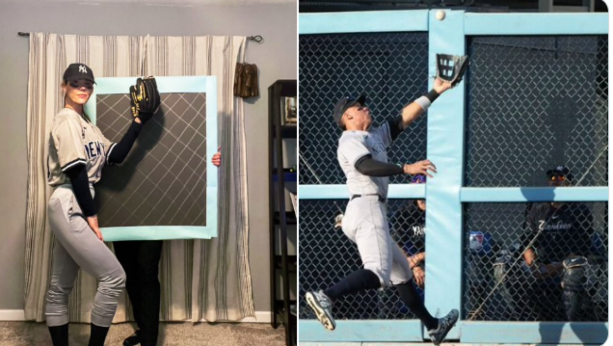 Yankees' fan during the halloween making a reference to Aaron Judge