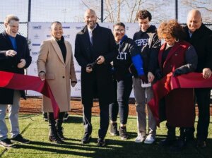 Derek Jeter is inagurating Jeter Family Field and Derek Jeter Field at Kalamazoo Central High School on Nov 14, 2023.