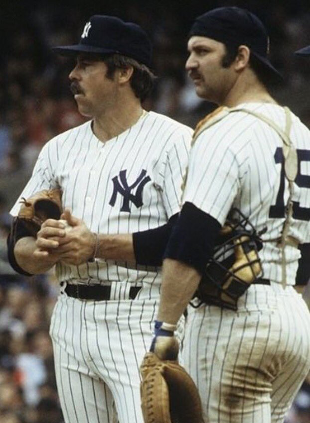 La leyenda de los Yankees Catfish Hunter y Thurman Munson