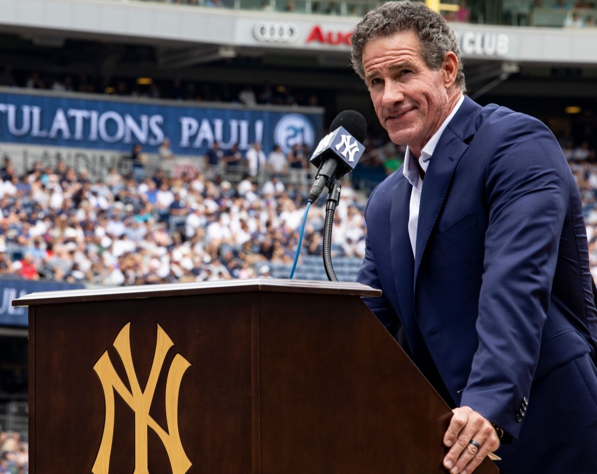 Paul O’Neill is at Yankee Stadium on August 21, 2022, to have his jersey number retired.