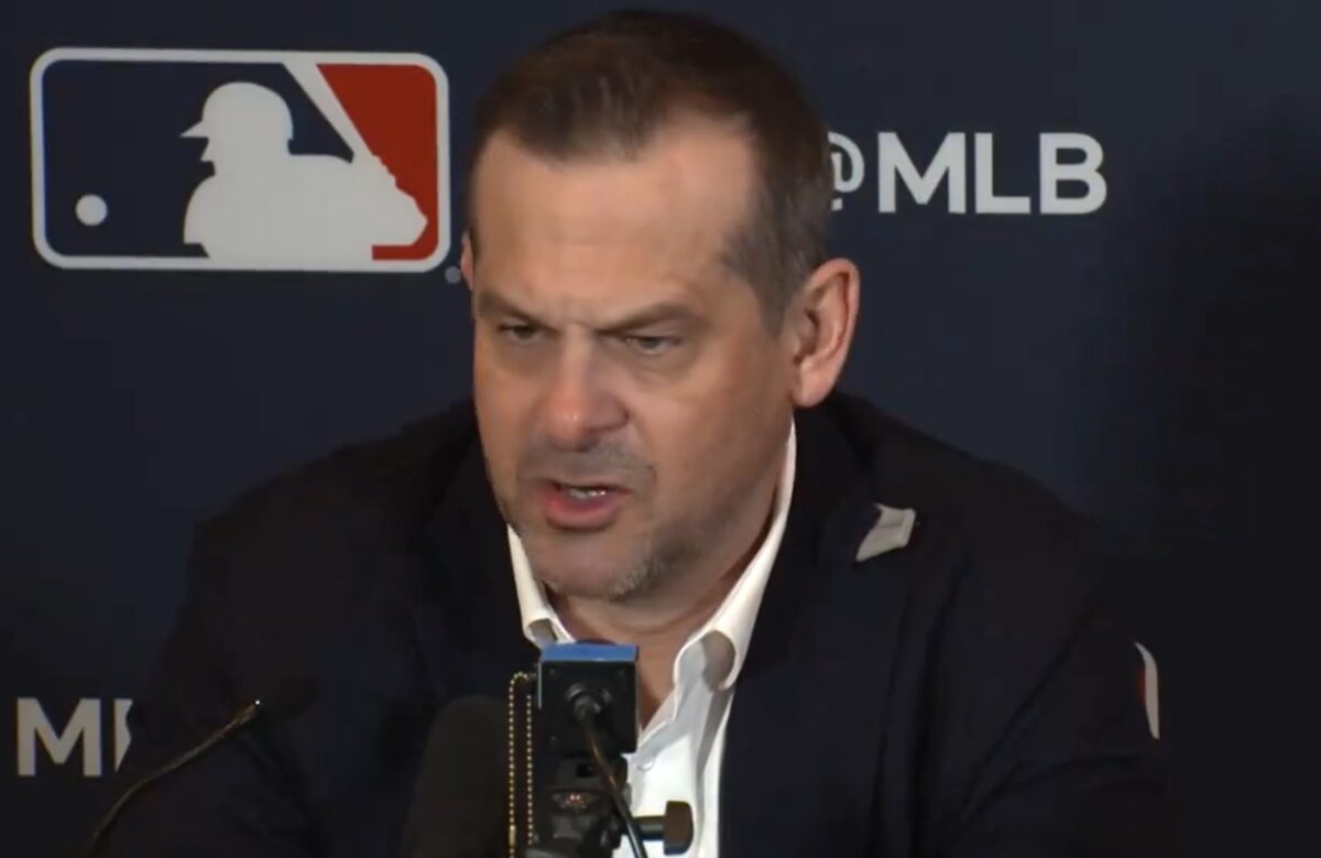 Aaron Boone, the Yankees manager, is speaking at Winter Meeting in Nashville on Dec 5, 2023.