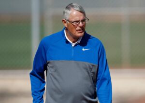 Ex-Yankees great Lou Piniella at the Reds' practice in Goodyear, Arizona, in Feb 2018.