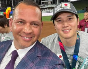 Yankees great Alex Rodriguez is with Dodger's Shohei Ohtani.