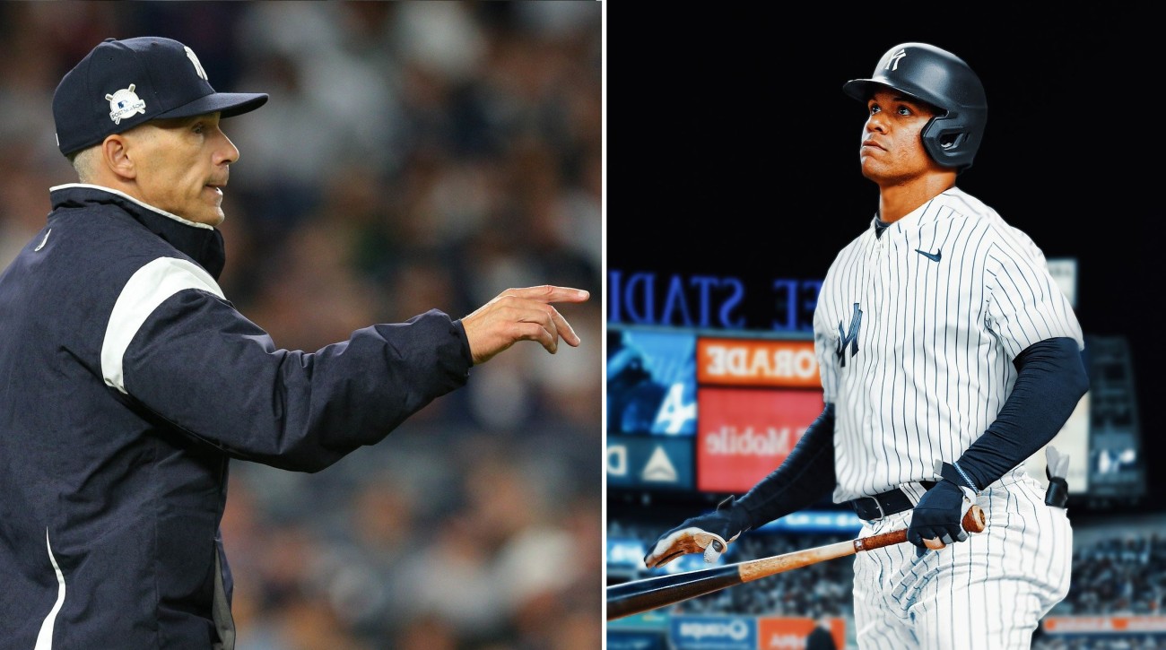 Ex-Yankees manager Joe Girardi and team's latest acquisition Juan Soto.