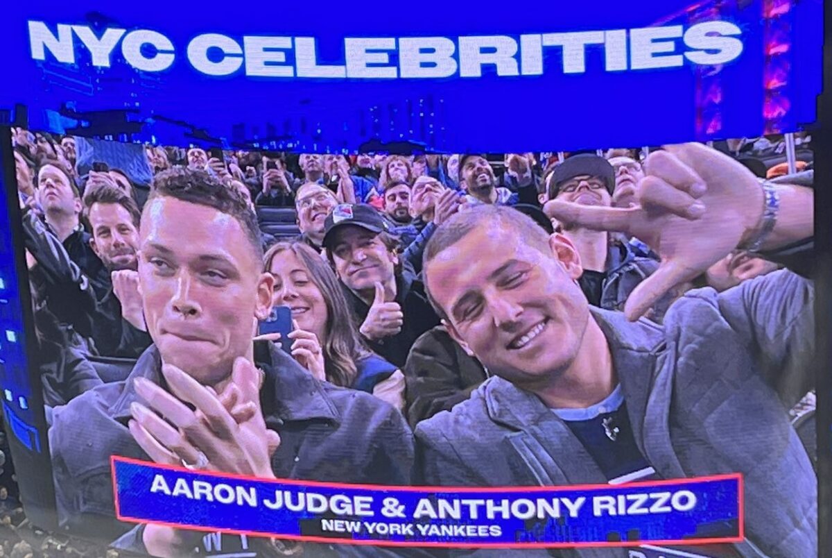 The Yankees' stars Anthony Rizzo and Aaron Judge NHL matchup between the New York Rangers and the Toronto Maple Leafs on Dec 12, 2023, at Madison Square Garden, NYC.