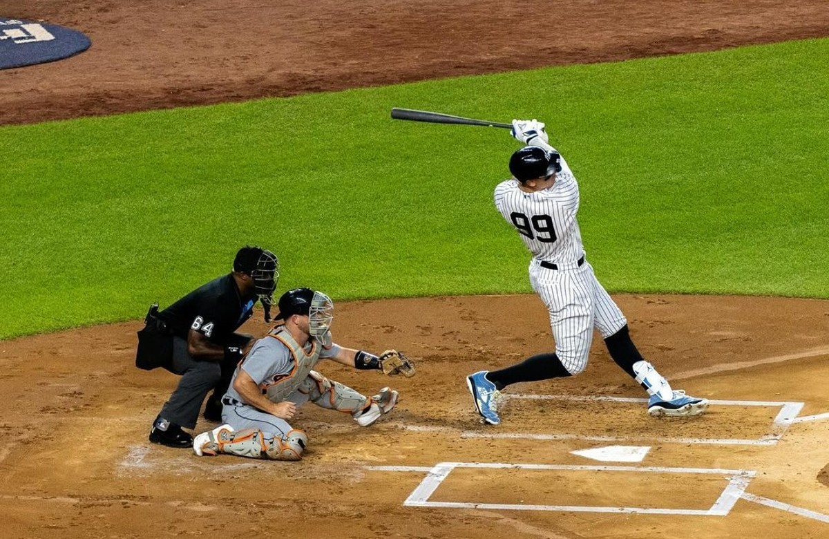 Yankees captain Aaron Judge is hitting a home run at Yankee Stadium.
