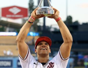 Yankees' target Juan Soto during a game in the colors of the Washington Nationals.