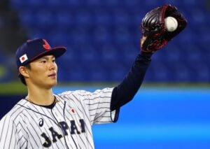 Tokyo 2020 Olympics - Baseball - Men - Semifinal - South Korea v Japan - Yokohama Baseball Stadium, Yokohama, Japan - August 4, 2021. Yoshinobu Yamamoto of Japan in actio