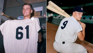 New York Yankees outfielder Roger Maris poses at Yankee Stadium in Sept. 1961 while chasing Babe Ruth’s single-season home run record. Maris hit 61 home runs for the season in 1961.