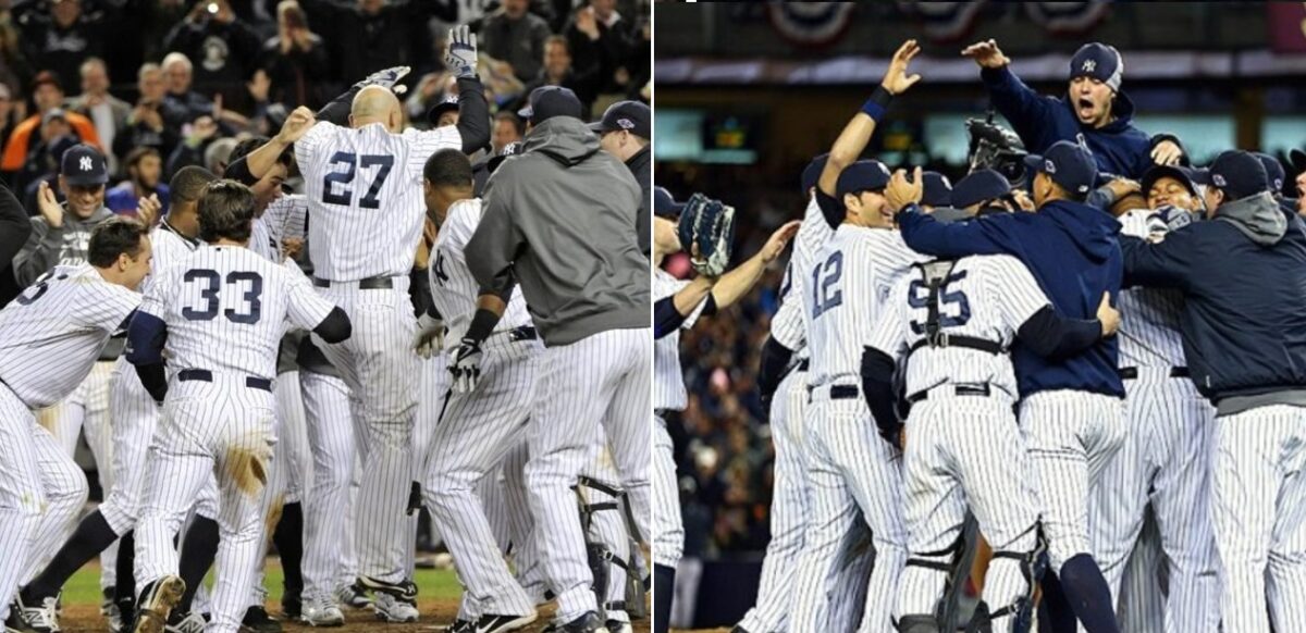 The 2013 New York Yankees celebrate after winning the AL East and the ALDS.