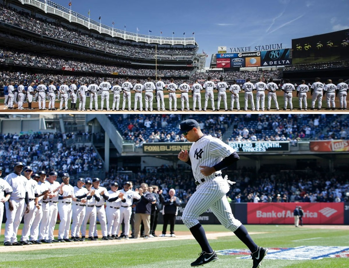 The 2015 New York Yankees opening day and return of Alex Rodriguez from suspension on Apr. 6, 20215, at Yankee Stadium.