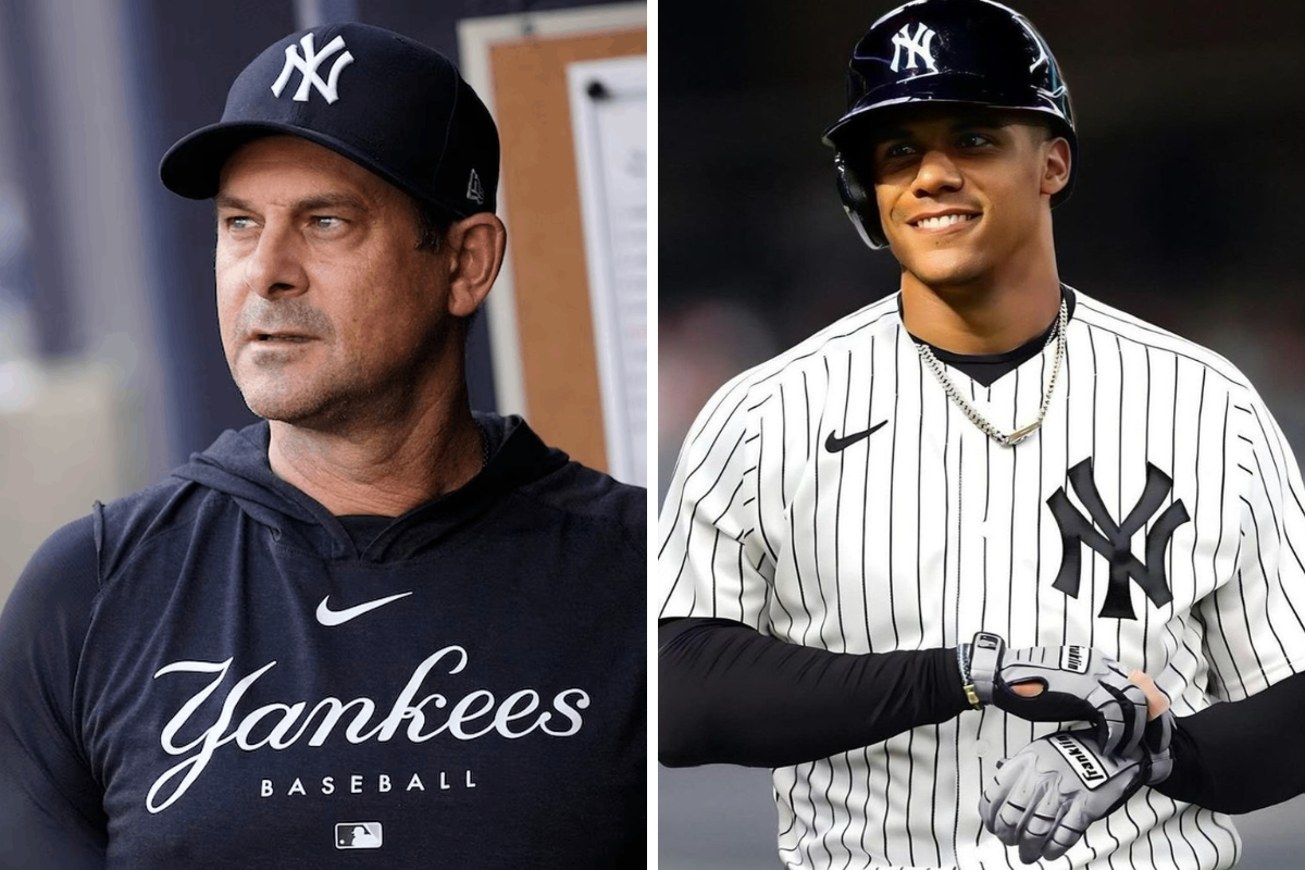 The Yankees' manager Aaron Boone and Juan Soto