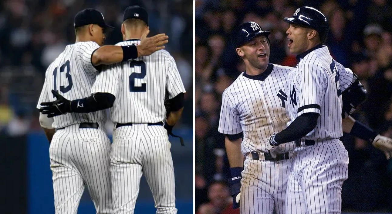 Yankees captain Derek Jeter with Alex Rodriguez and David Justice in 2000.