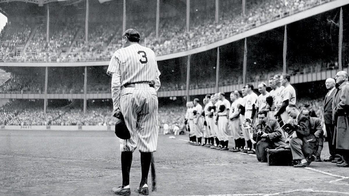 La leyenda de los Yankees Babe Ruth en el Yankee Stadium