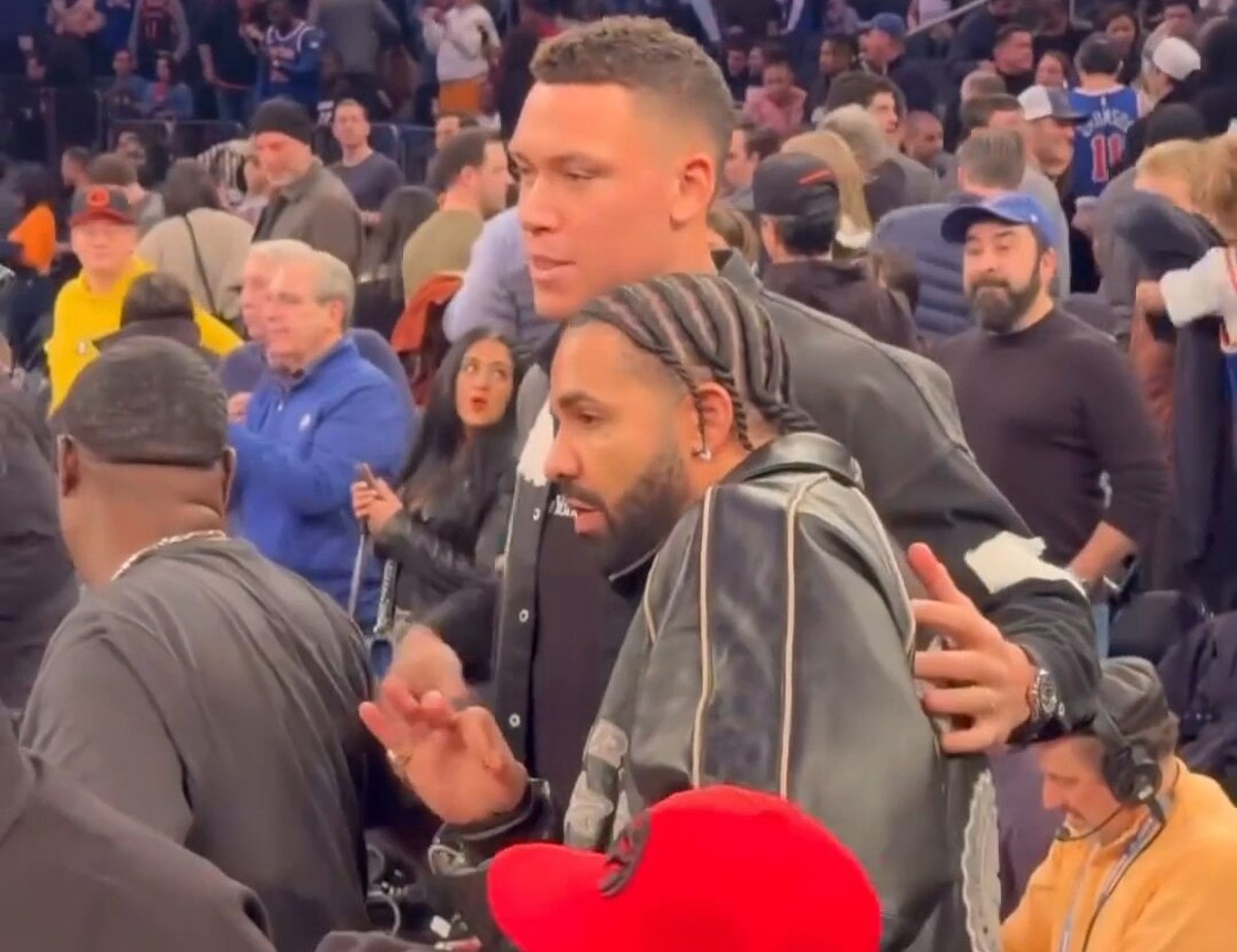 Aaron Judge and Canadian rapper Drake at Madison Square Garden on January 28, 2024.