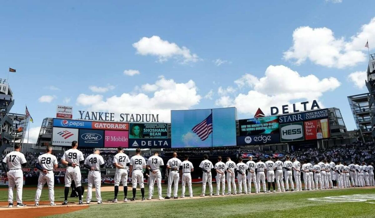The 2022 New York Yankees on the Opening Day at Yankee Stadium on April 8, 2022.