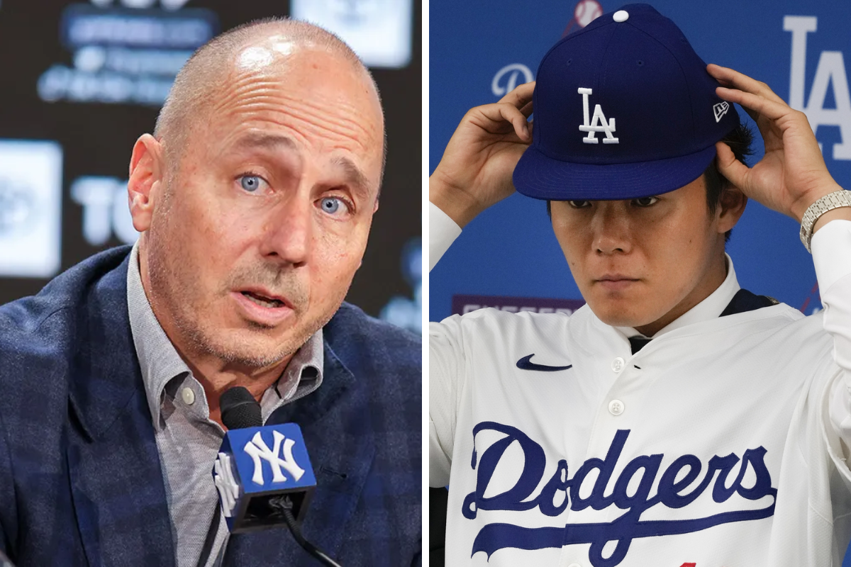 Yankees general manager Brian Cashman and the Los Angeles Dodgers' star Yamamoto