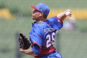 Taichung (Taiwan), 08/03/2023.- Yariel Rodriguez of Cuba in action during the 2023 World Baseball Classic match between Cuba and Netherland at Taichung intercontinental baseball stadium in Taichung, Taiwan, 08 March 2023. (Países Bajos; Holanda)