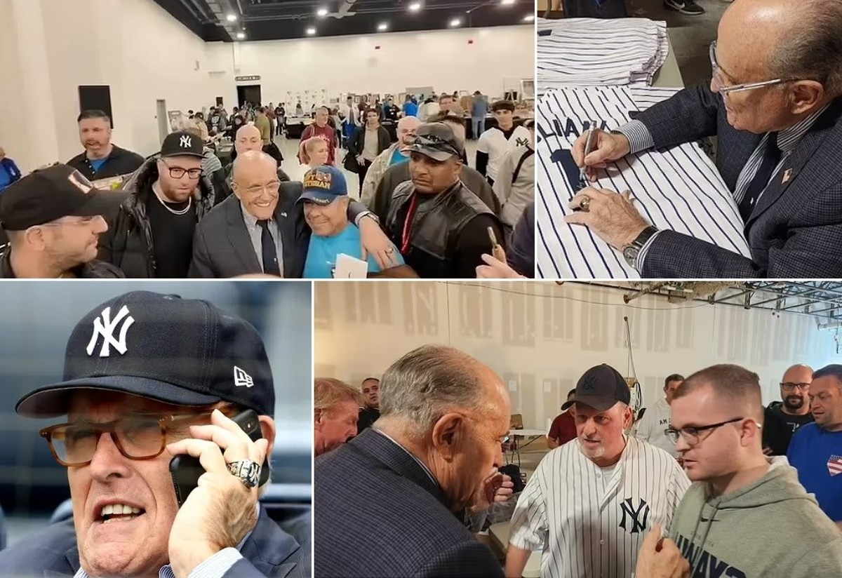 Ex-NYC mayor Rudy Giuliani attends a New York Yankees fan event in New Jersey on