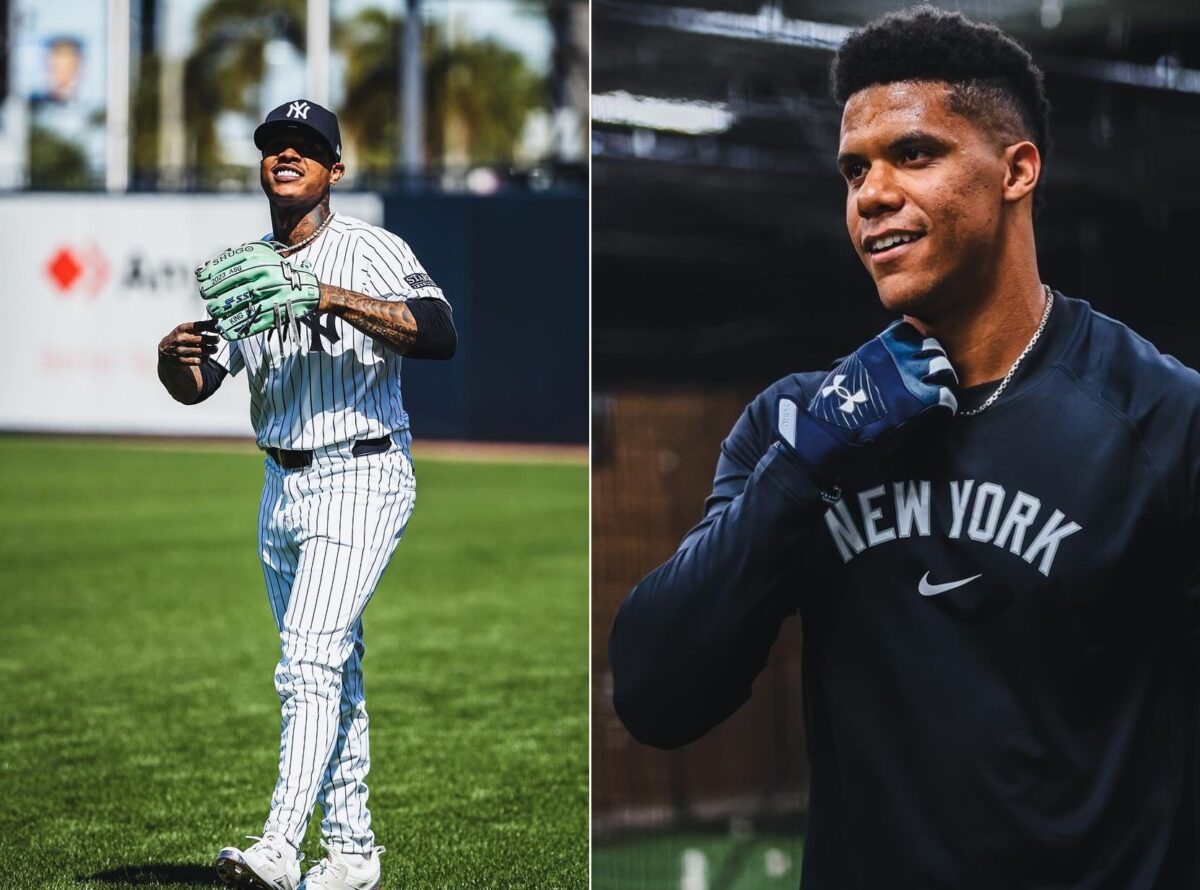 Marcus Stroman and Juan Soto are at the Yankees spring training camp on February 19, 2024.