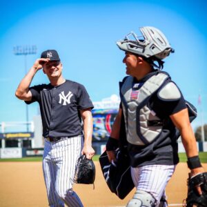 Clarke Schmidt and Jose Trevino at Yankees Spring Training facility in Tampa 2024.
