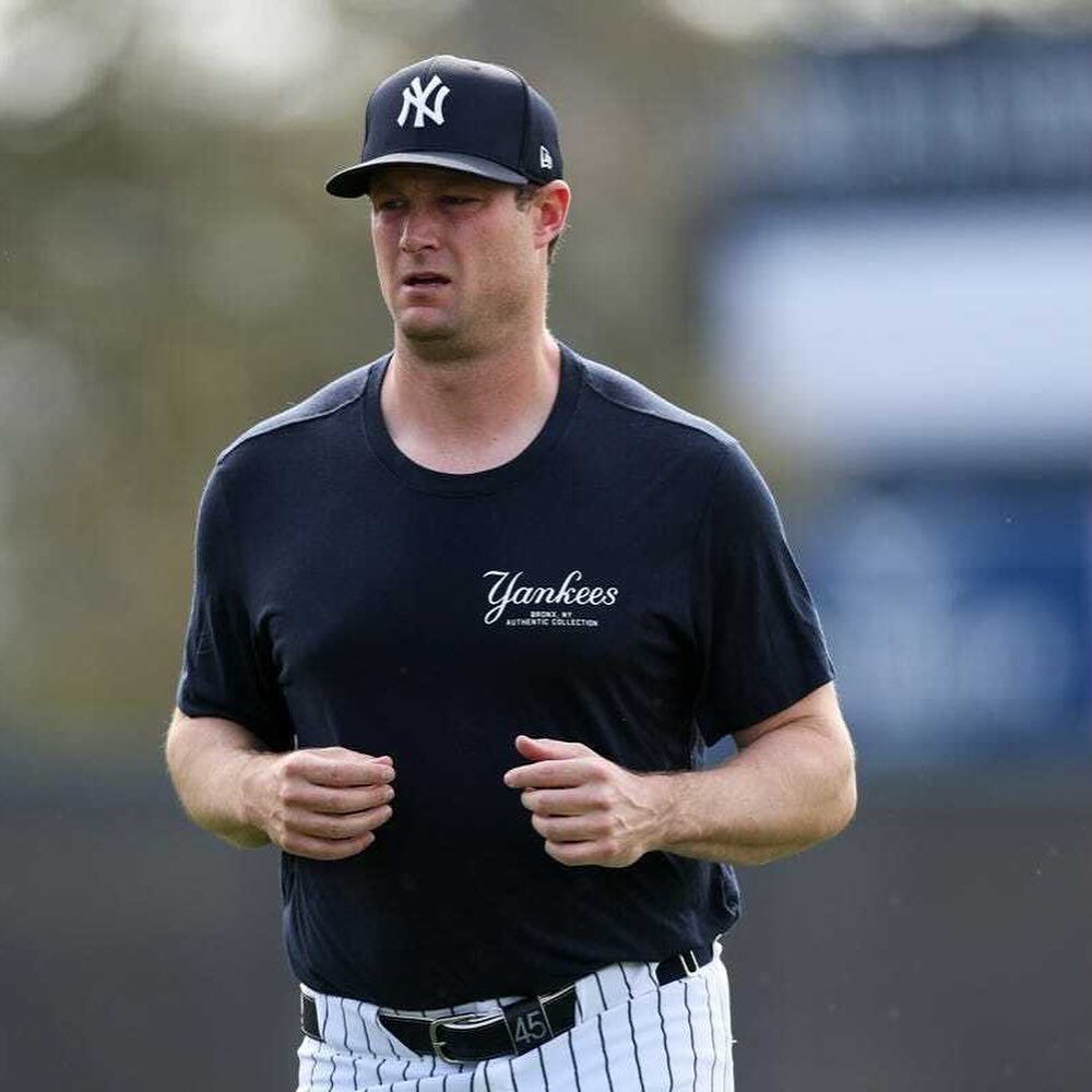 Gerrit Cole at Yankees spring training facility in Tampa 2024