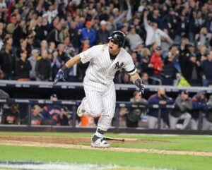 Gary Sanchez is in pinstripes during his Yankees career in 2018.