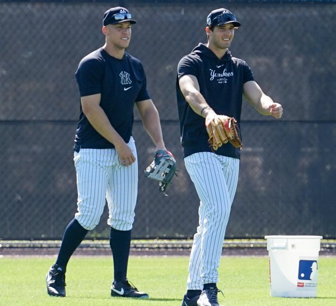 Aaron Judge and Spencer Jones during the Yankees' spring training