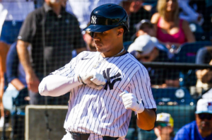 Juan Soto hit a home run during his Yankees' debut against the Toronto Blue Jays on February 25, 2024.