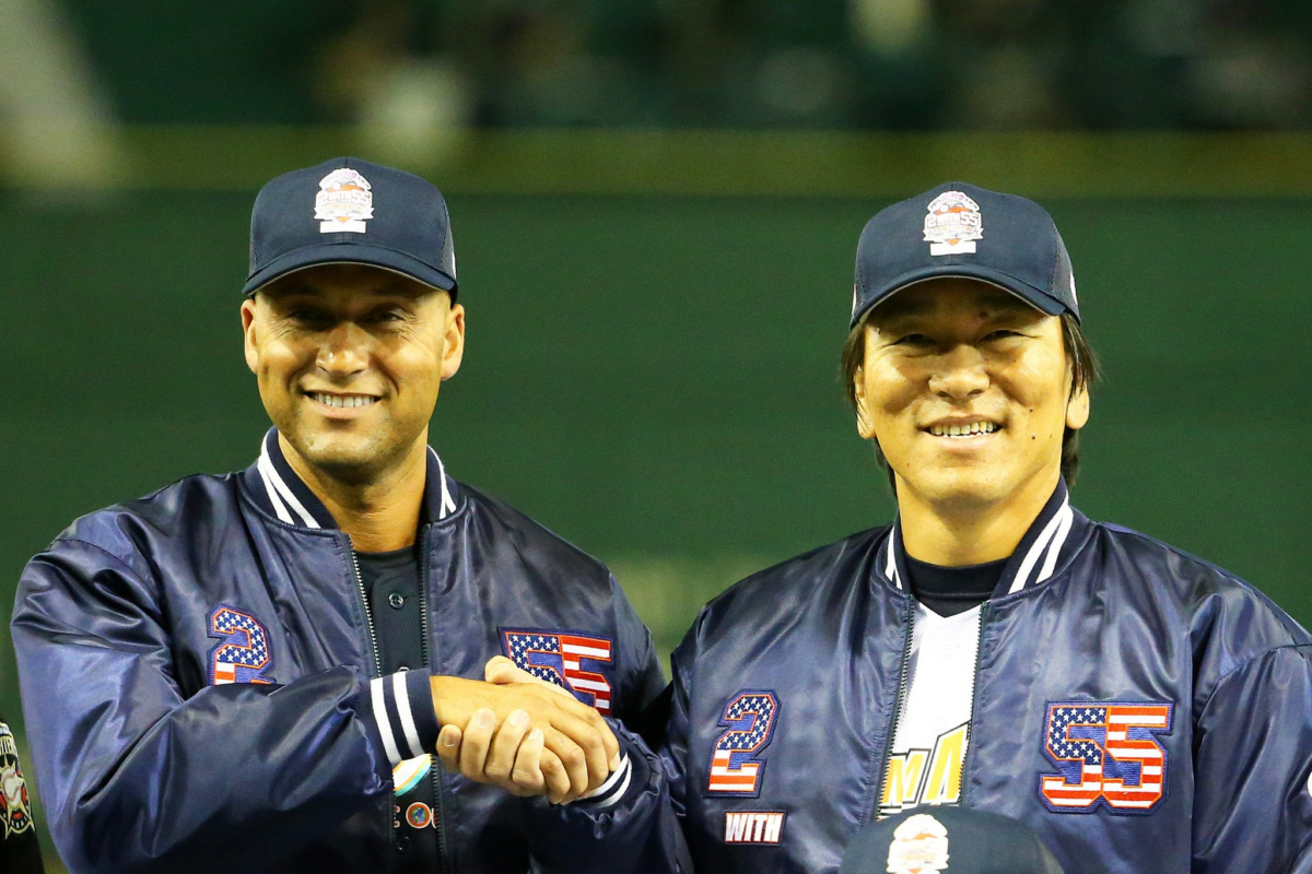 Derek Jeter y Matsui, jugador de los New York Yankees