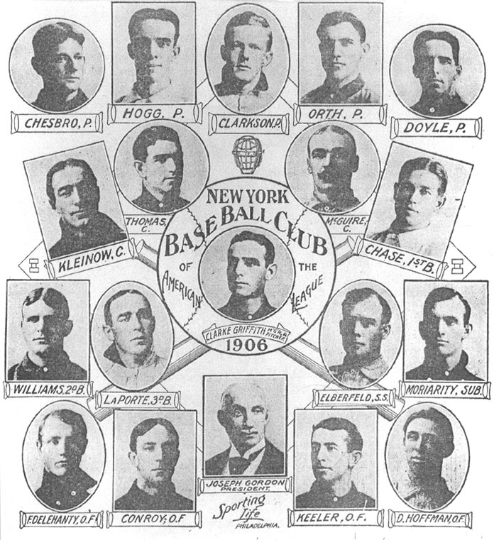 1906 New York Yankees (Highlanders) team picture.
