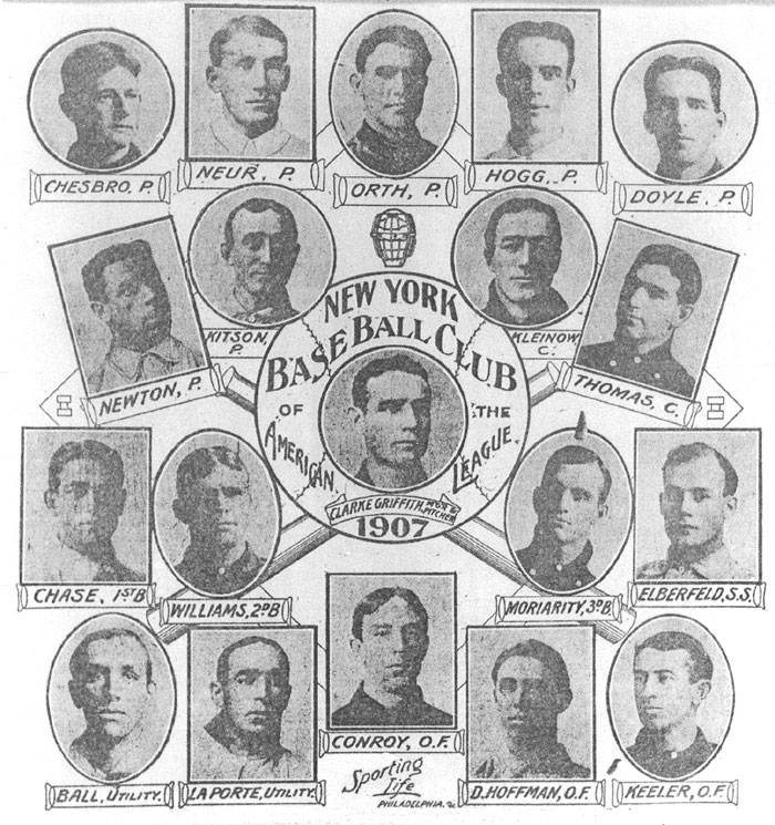 1907 New York Yankees (Highlanders) team picture.
