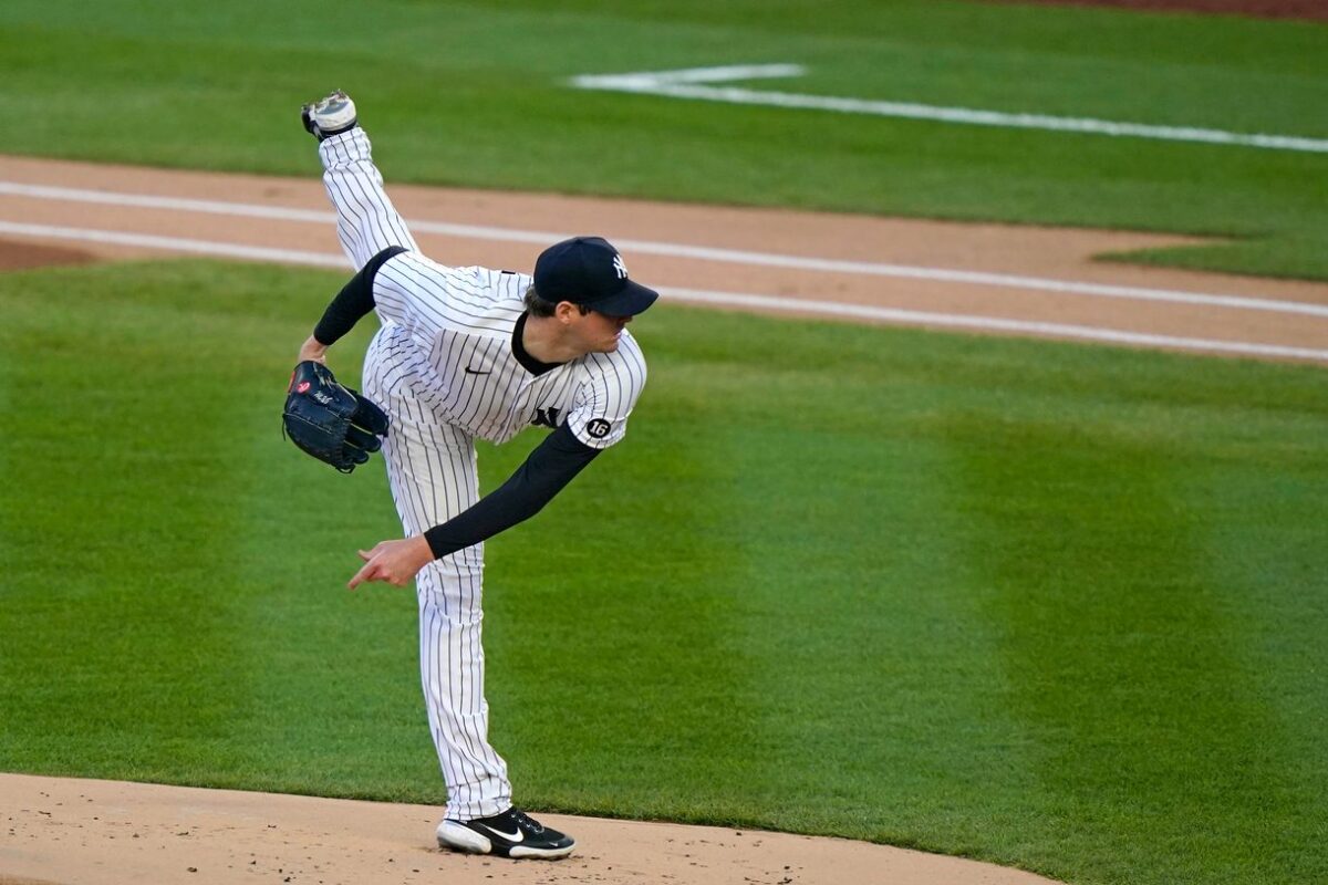 Jordan Montgomery is seen pitching for the Yankees in 2022.