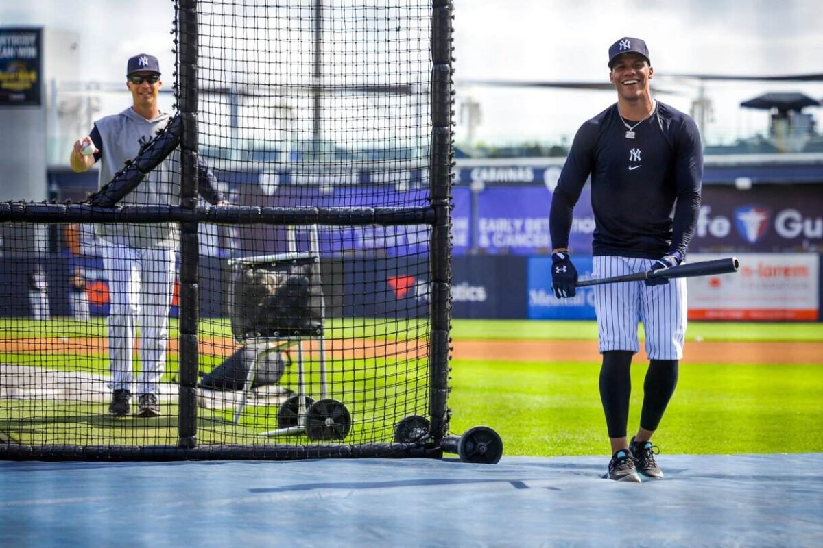 Juan Soto is training with the Yankees teammates in Tampa on March 2, 2024.
