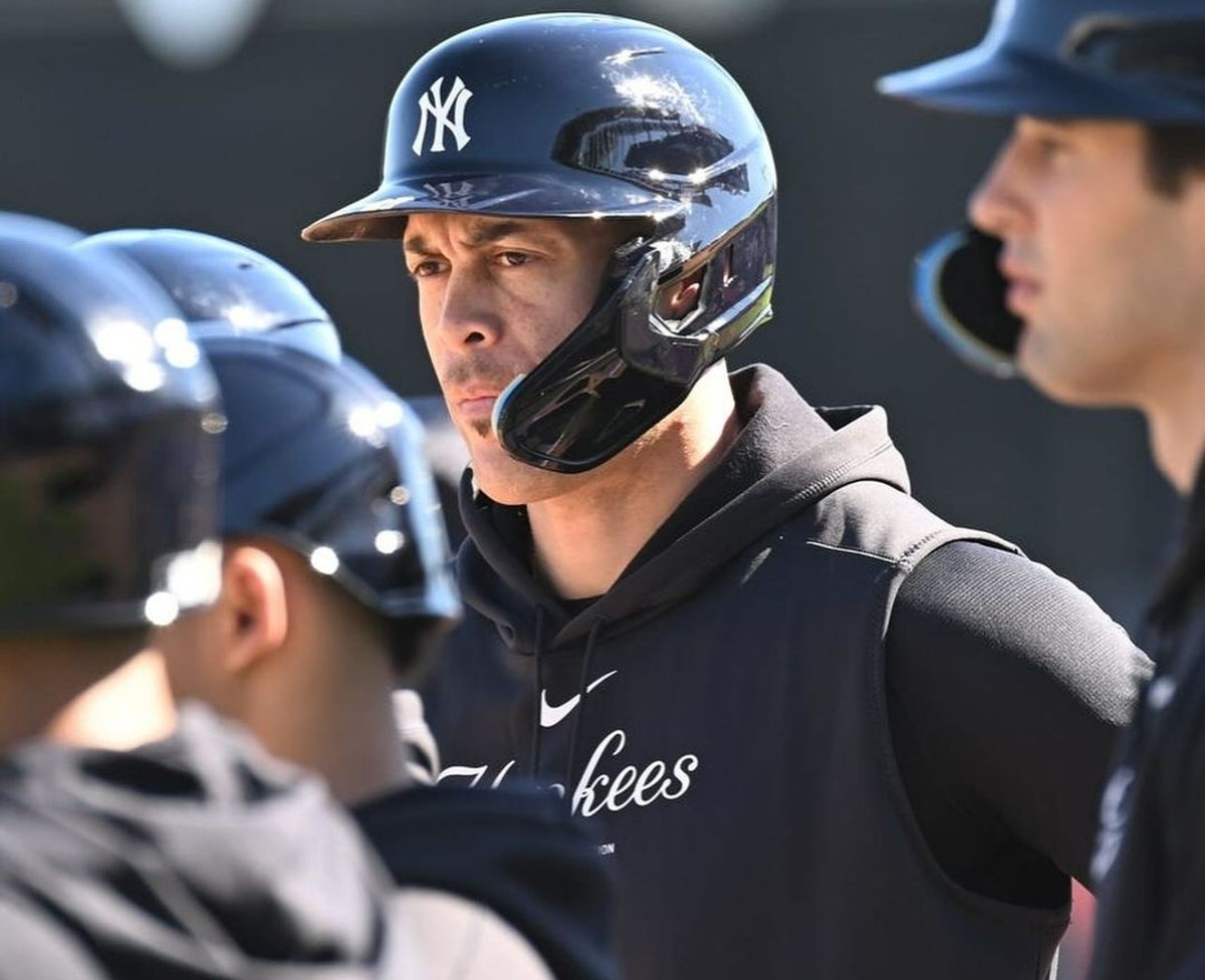 Giancarlo Stanton at the Yankees spring training camp in March 2024.