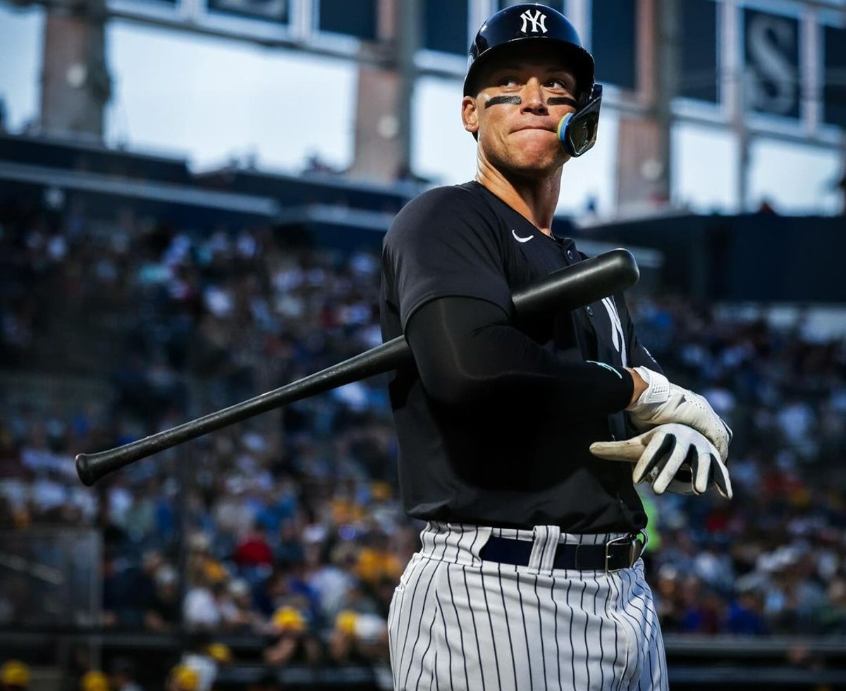Aaron Judge is at the Yankees vs. Pirates game at Tampa, FL, on March 20, 2024.