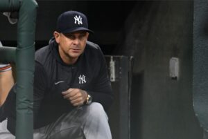 Yankees manager Aaron Boone is seen during the 2024 spring training.