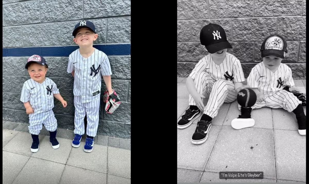 Gerrit Cole's two sons are in Yankees pinstripes.