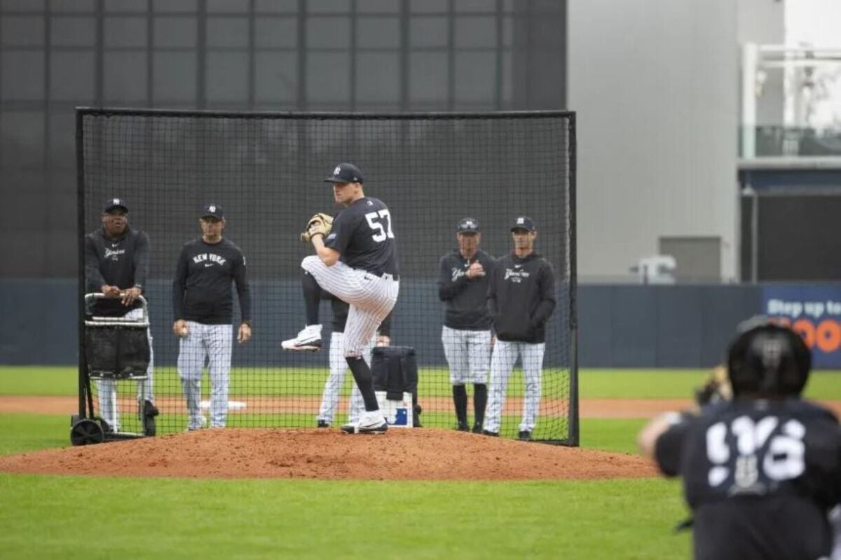 Yankees non-roster pitcher invite Nick Bardi at 2024 training camp.