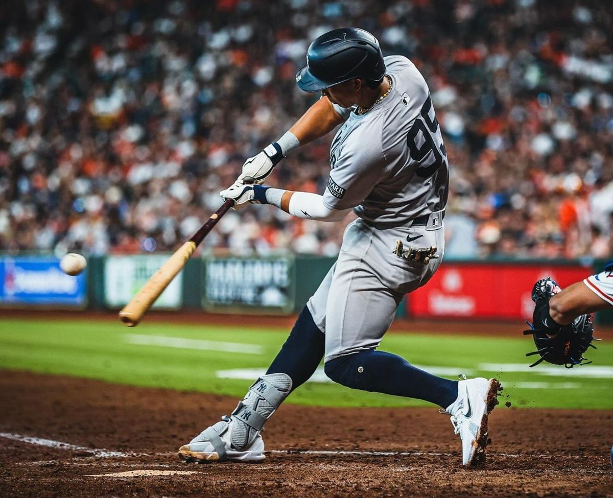 Oswaldo Cabrera hits the first homer for the Yankees in 2024 against the Astros on March 28, 2024, at Minute Maid Park.