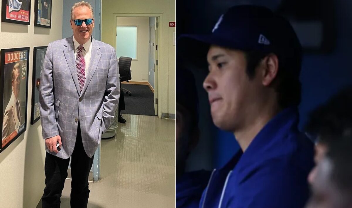Yankees' voice Michael Kay and Dodgers' star Shohei Ohtani.