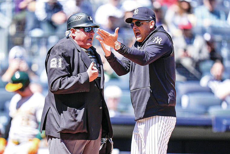 El entrenador de los Yankees, Aaron Boone, tiene ahora un total de 35 expulsiones desde el 22 de abril de 2024.