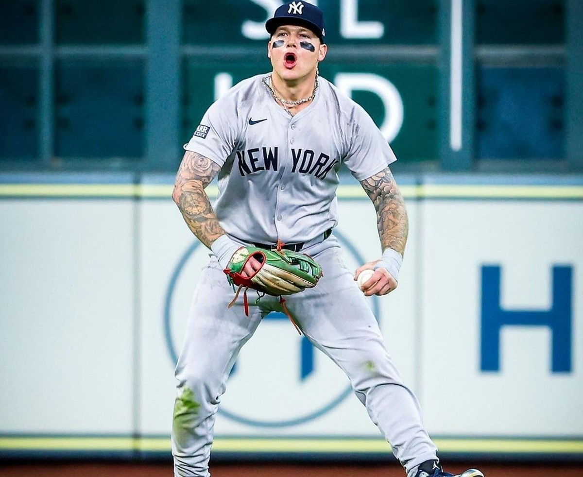 Alex Verdugo celebrates following a stellar defense on Yankees left field during the Houston series on March 31, 2024, Minute Maid Park.