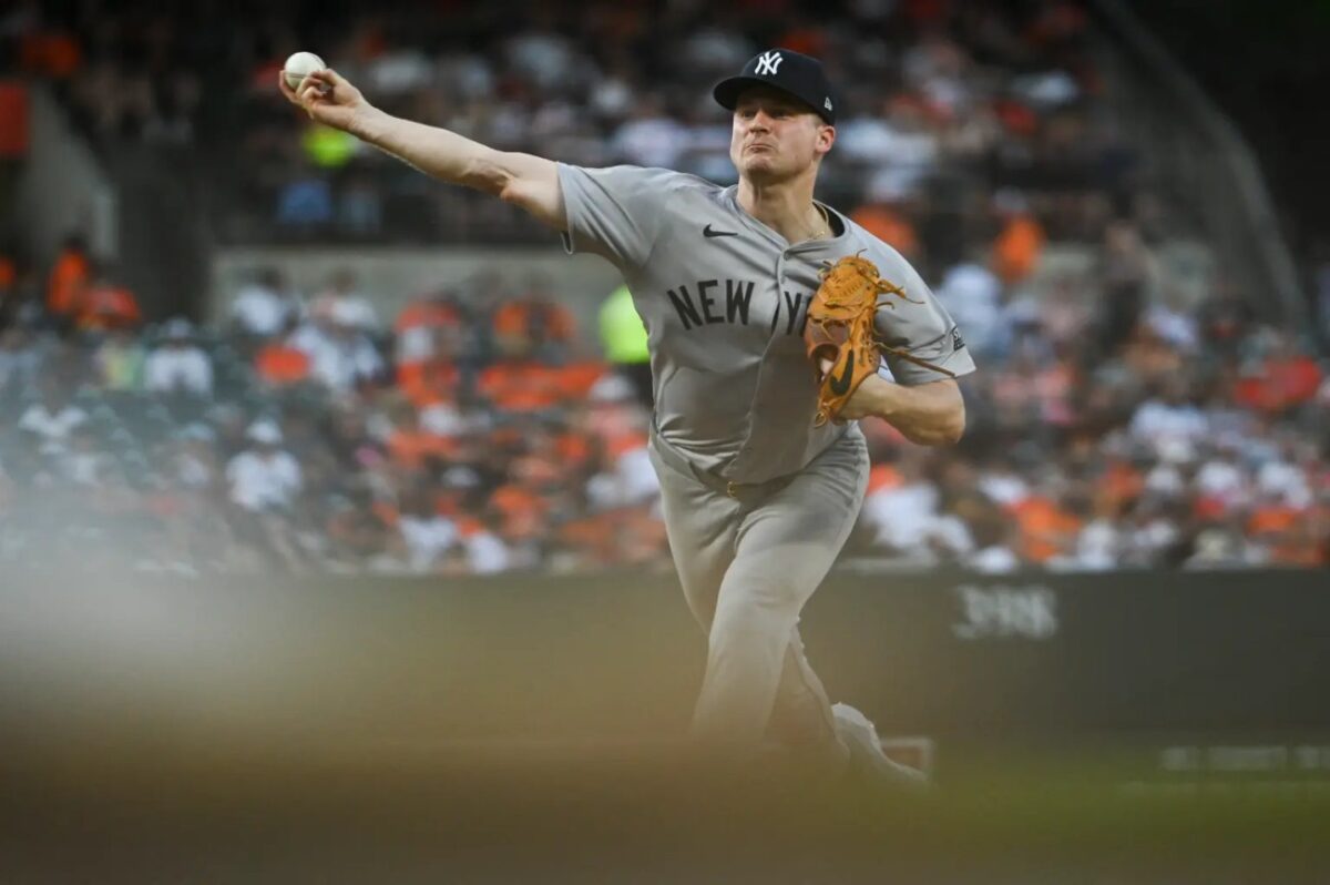 Yankees pitcher Clarke Schmidt (36) throws a third inning pitch against the Baltimore Orioles 7 Yankees pitcher Clarke Schmidt (36) throws a third inning pitch against the Baltimore Orioles.
