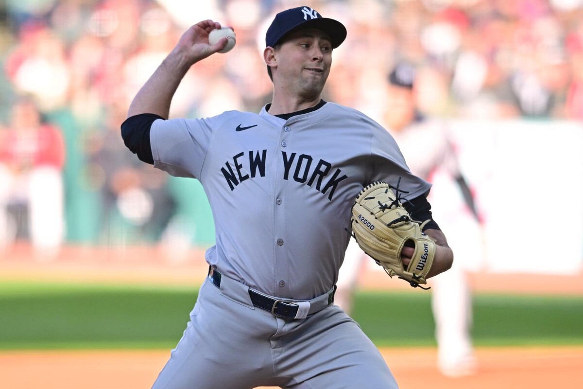 Cody Poteet is pitching for the Yankees in Game 2 of doubleheader in Cleveland on April 13, 2024.