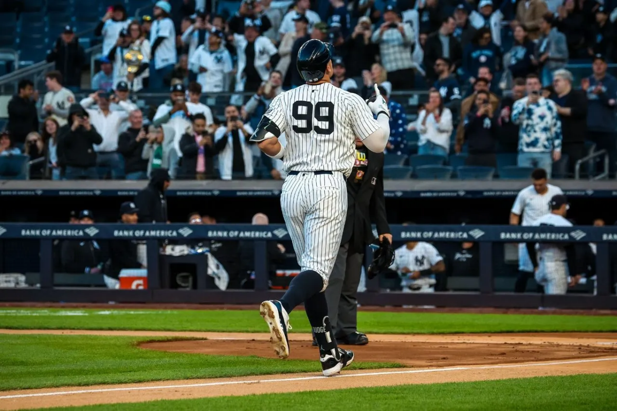 Aaron Judge surpassed Derek Jeter as the ninth all-time home run hitter for the Yankees during the game against the Oakland Athletics on Wednesday, April 24, 2024.