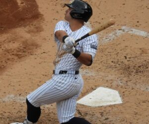 Yankees' Anthony Volpe is hitting against Toronto at Yankee Stadium on April 7, 2024.