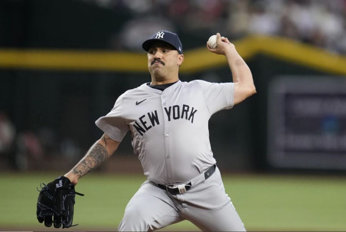 Yankees' Nestor Cortes in action against the D-Backs in Phoenix on April 2, 2024.