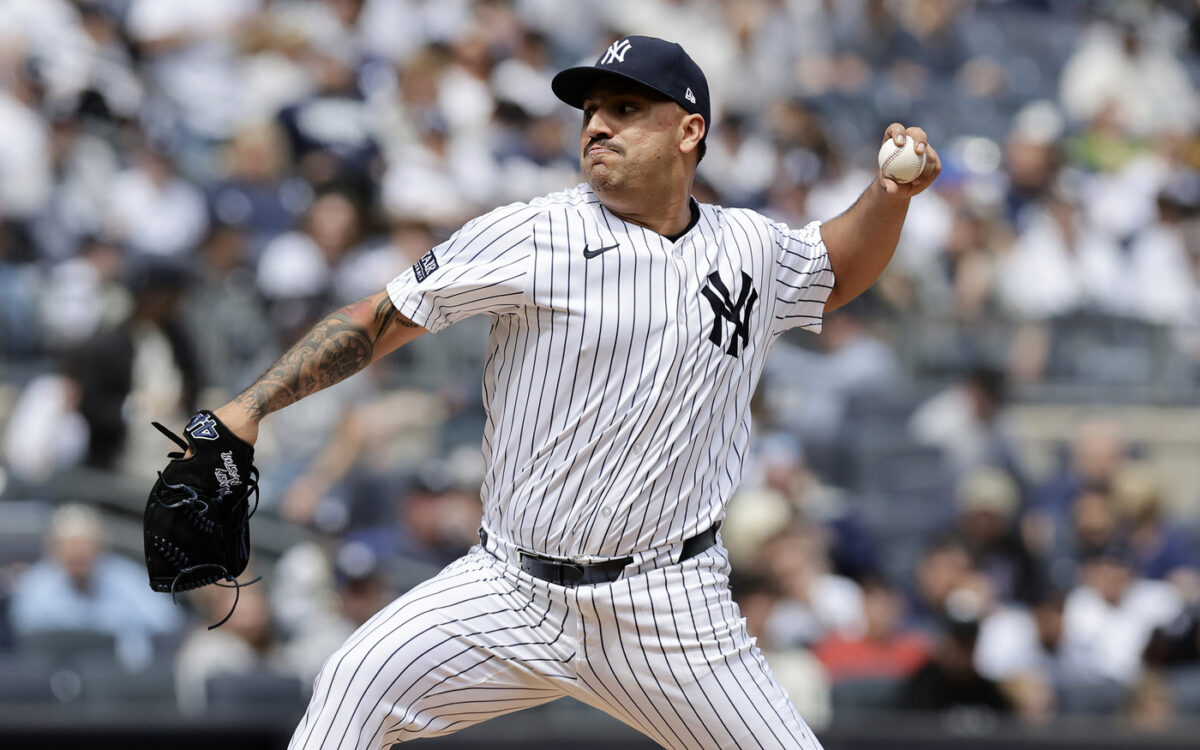 Yankees' strating pitcher Nestor Cortes is pitching against the A's on April 25, 2024 at Yankee Stadium.