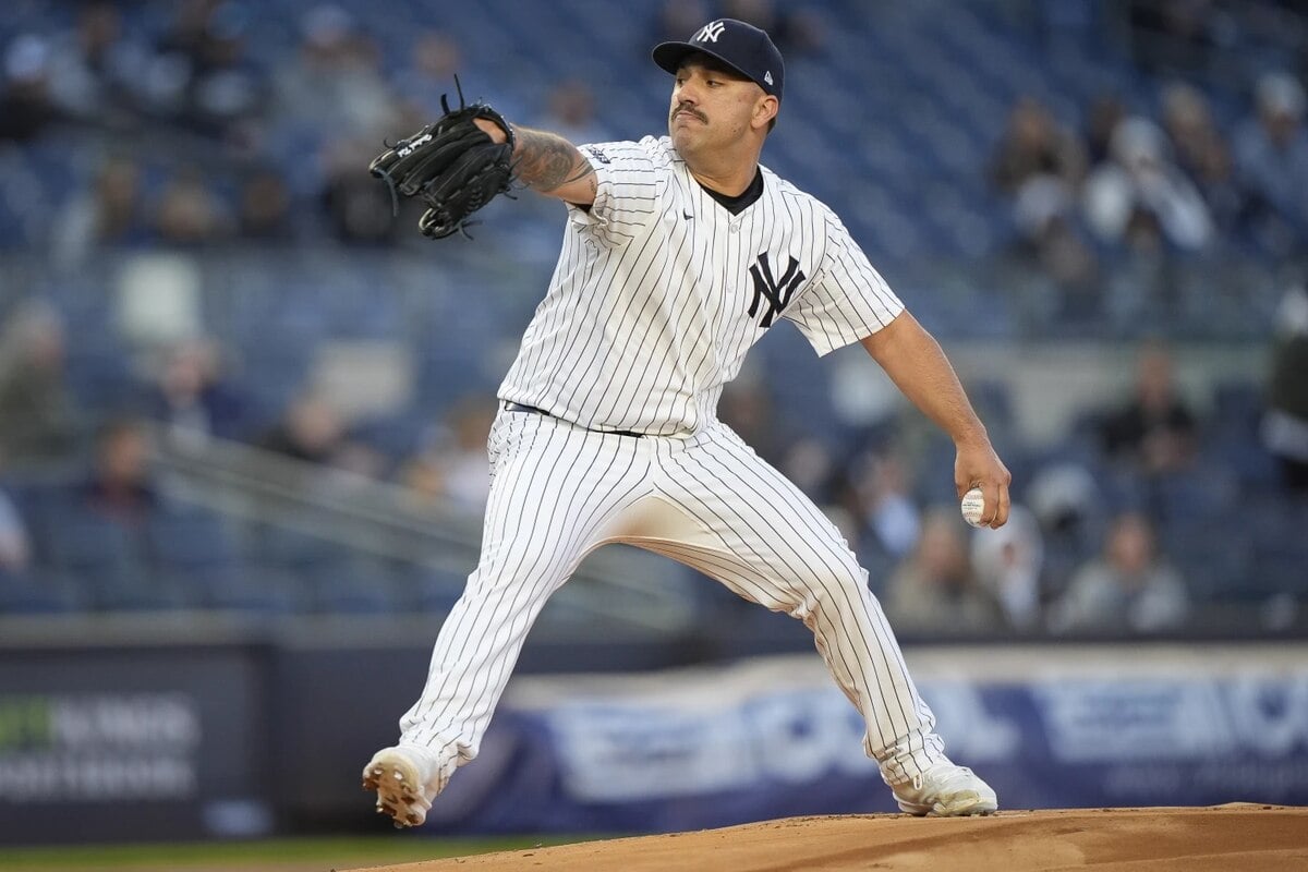 Yankees' starting pitcher Nestor Cortes is pitching against the A's on April 25, 2024 at Yankee Stadium.